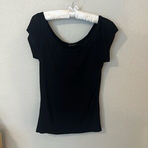 Swoop neck, black T-shirt